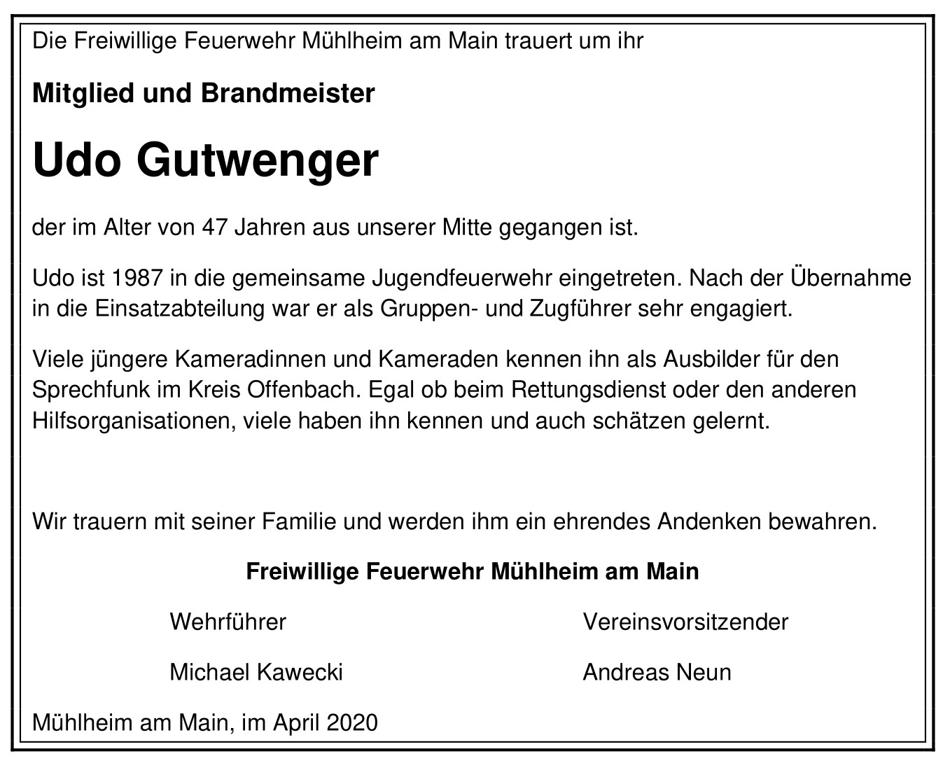 Traueranzeige – Udo Gutwenger-1